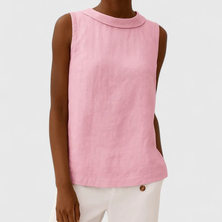 Elegant Top With Roll Collar