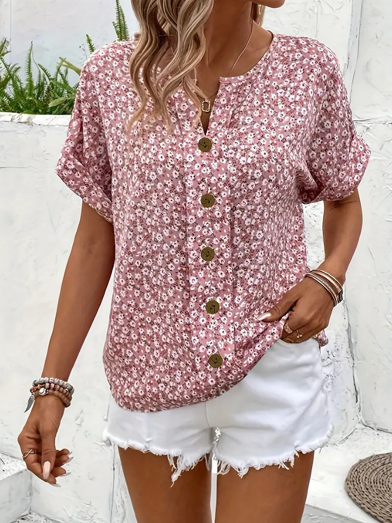 Floral Print Button Blouse