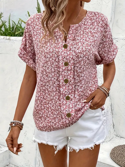 Floral Print Button Blouse