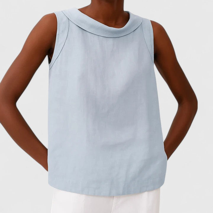 Elegant Top With Roll Collar