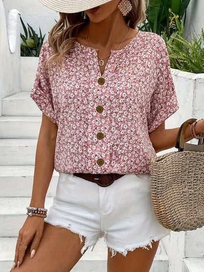 Floral Print Button Blouse