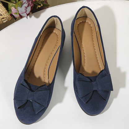 Suede Bow Detail Wedge Ballet Flats