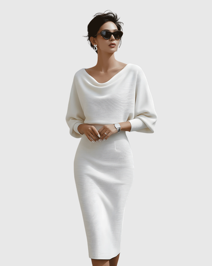 Ismeria Draped Batwing Midi Dress