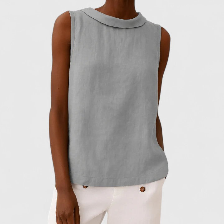 Elegant Top With Roll Collar