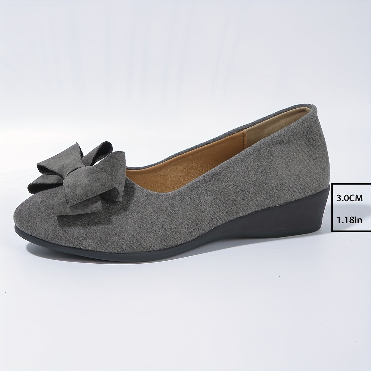 Suede Bow Detail Wedge Ballet Flats