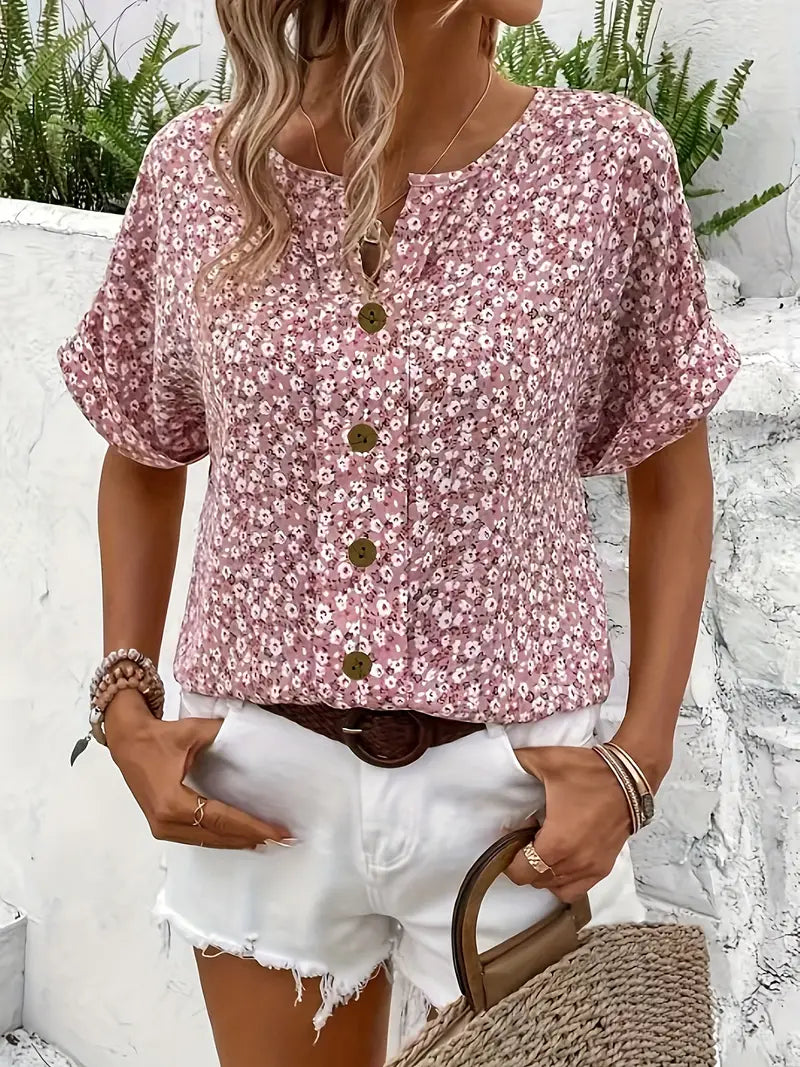 Floral Print Button Blouse