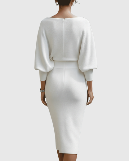 Ismeria Draped Batwing Midi Dress