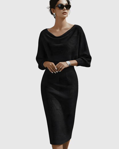 Ismeria Draped Batwing Midi Dress