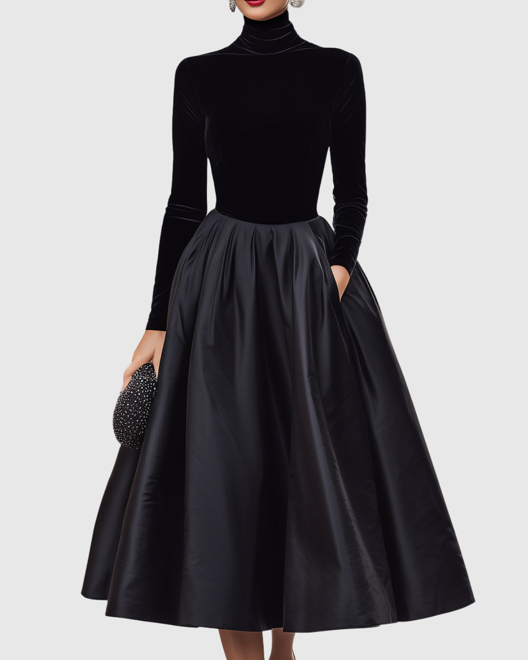 Aradia Velvet Satin Midi Dress