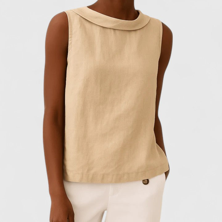 Elegant Top With Roll Collar