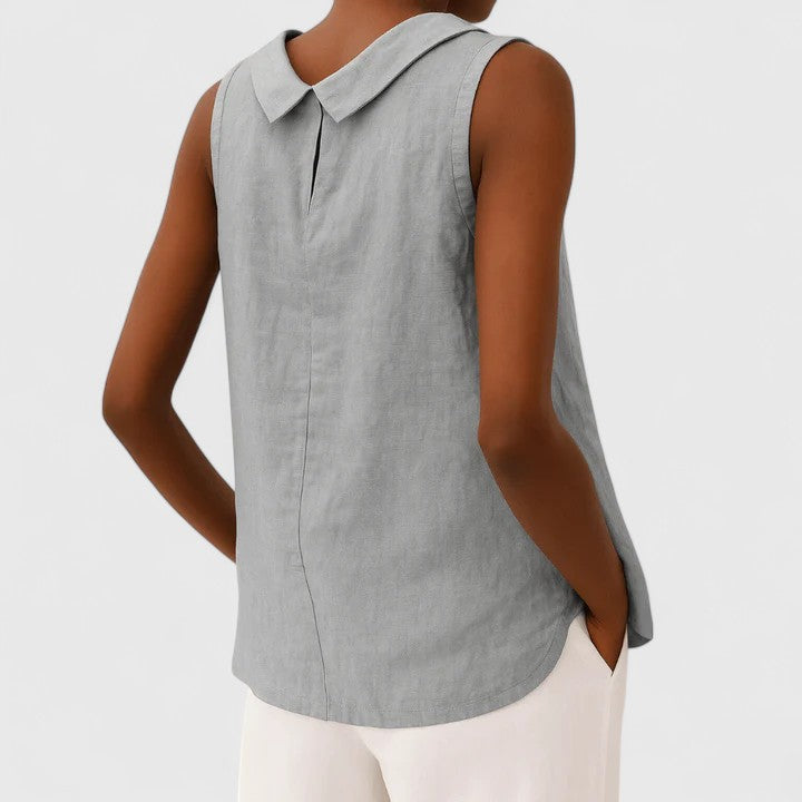 Elegant Top With Roll Collar