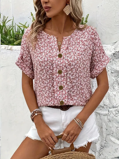 Floral Print Button Blouse