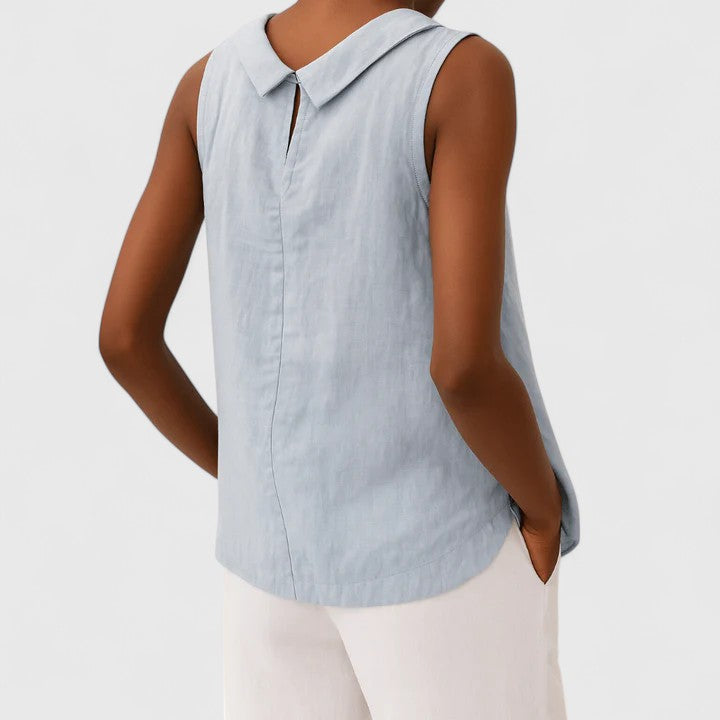 Elegant Top With Roll Collar