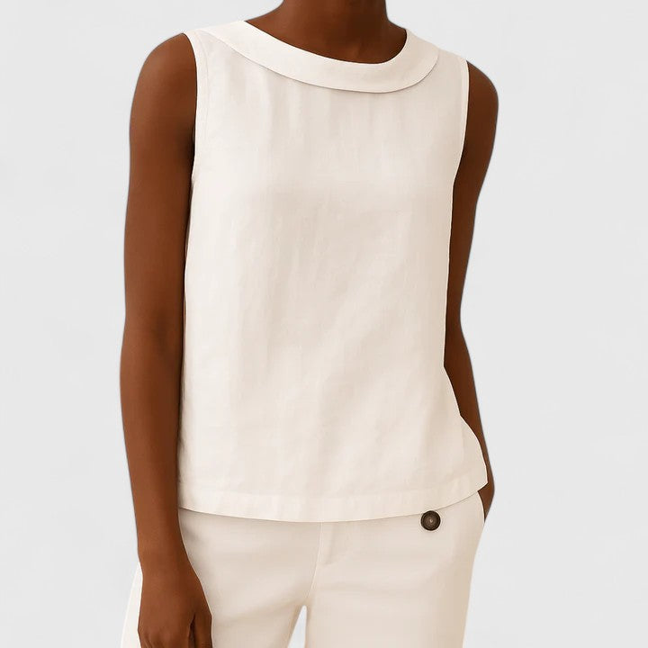 Elegant Top With Roll Collar