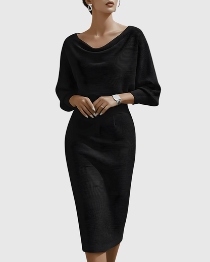 Ismeria Draped Batwing Midi Dress