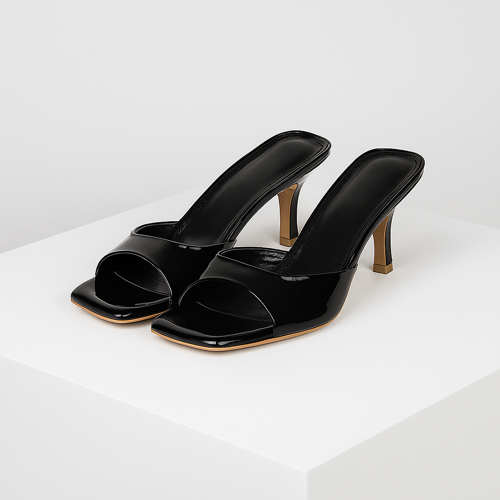 Savona Square-Toe Mule Heels