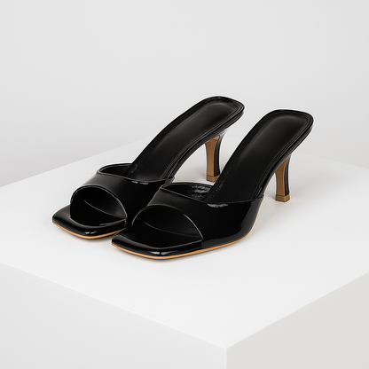 Savona Square-Toe Mule Heels