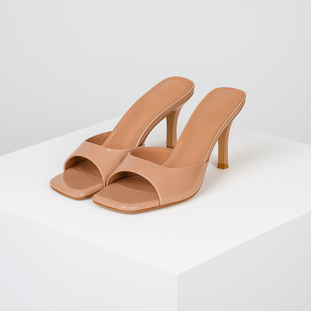 Savona Square-Toe Mule Heels