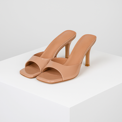 Savona Square-Toe Mule Heels