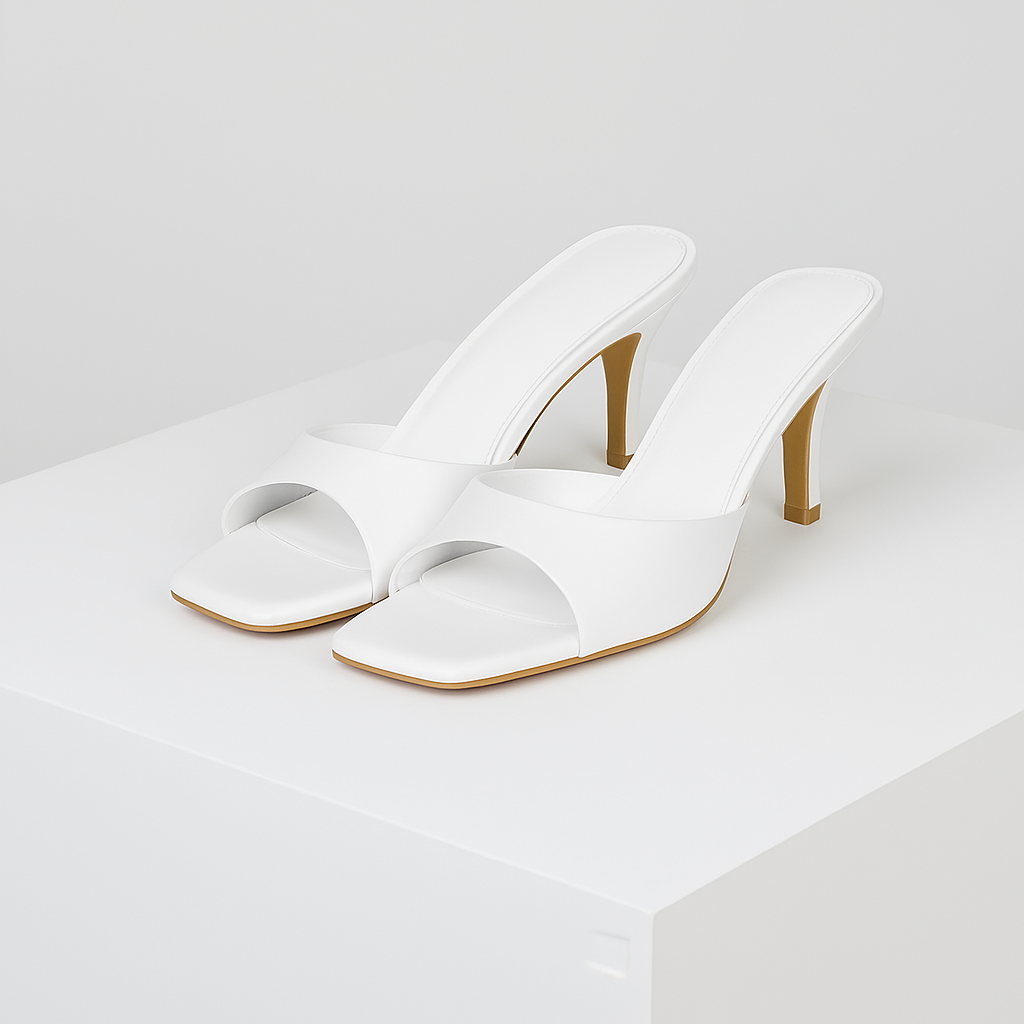 Savona Square-Toe Mule Heels