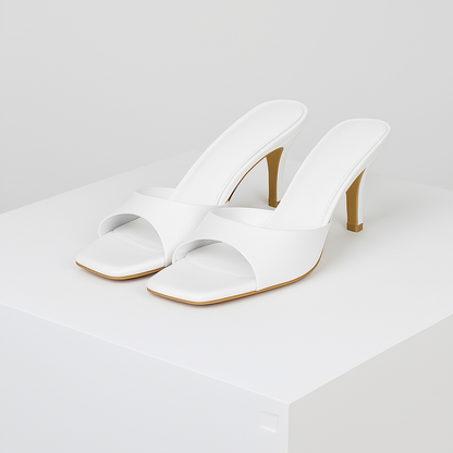 Savona Square-Toe Mule Heels