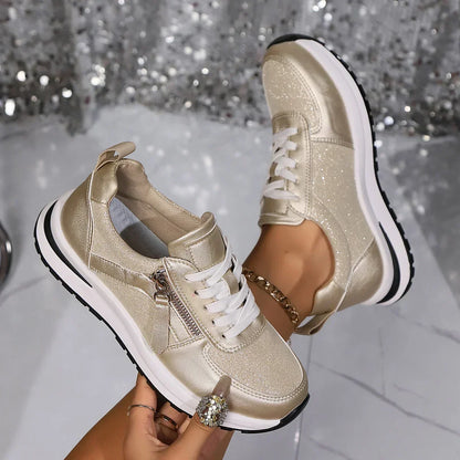 Sienna Metallic Lace-Up Platform Sneakers