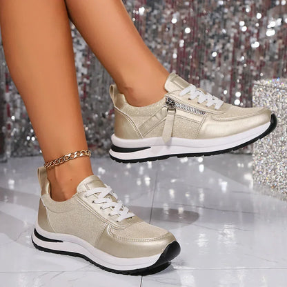 Sienna Metallic Lace-Up Platform Sneakers