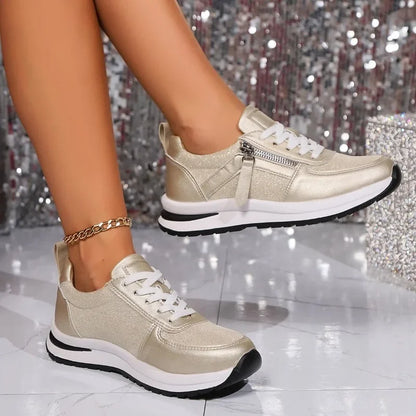 Sienna Metallic Lace-Up Platform Sneakers