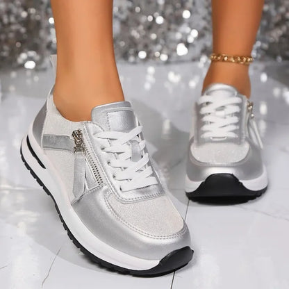 Sienna Metallic Lace-Up Platform Sneakers