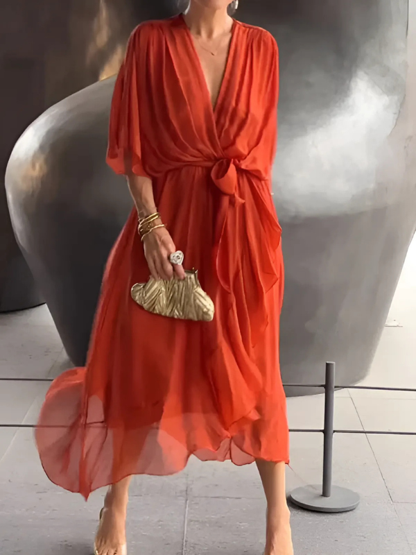 Sylvia Wrap Casual Midi Dress