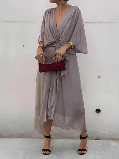 Sylvia Wrap Casual Midi Dress