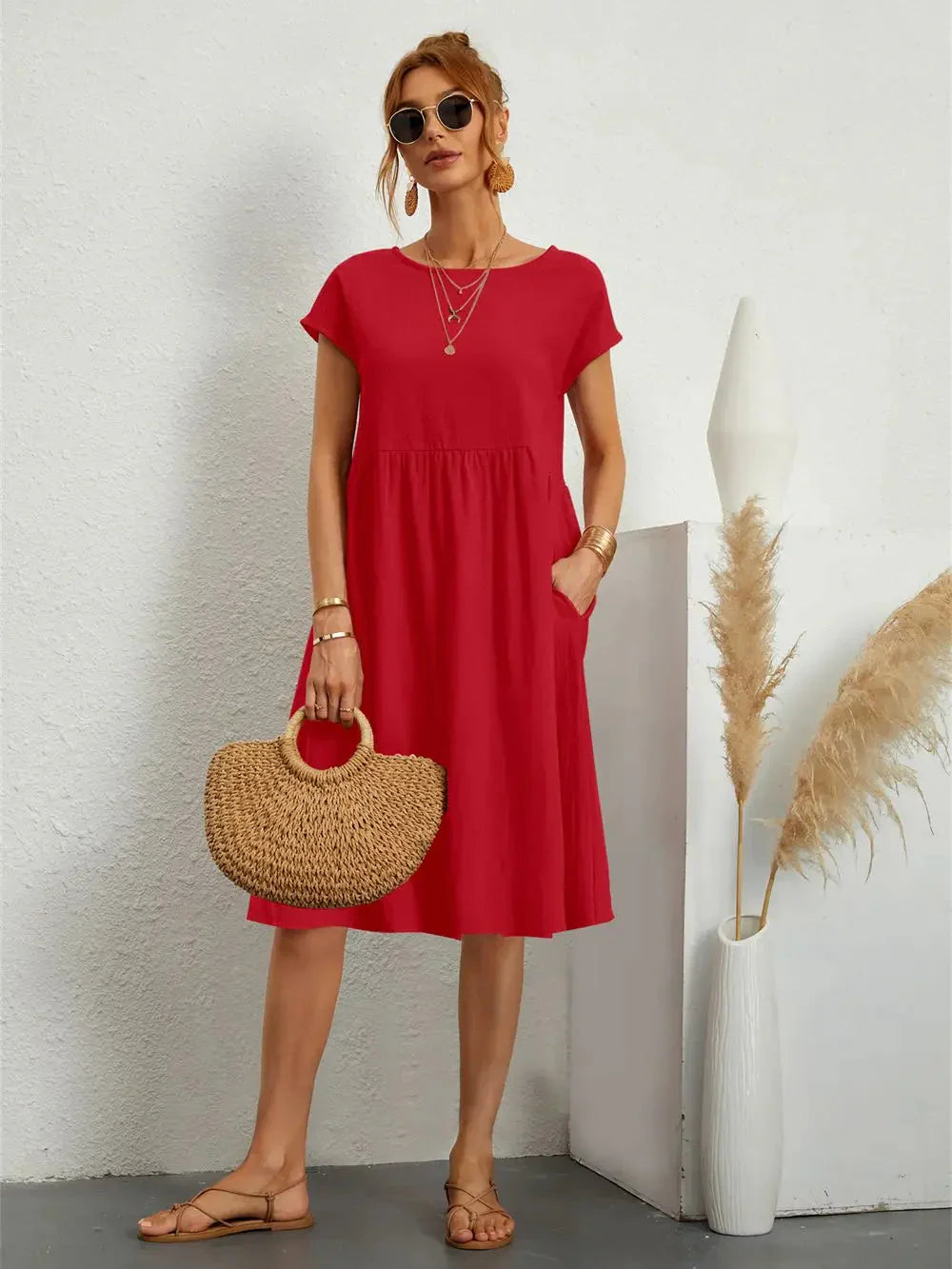 Seraphine Smocked Pocket Midi Dress