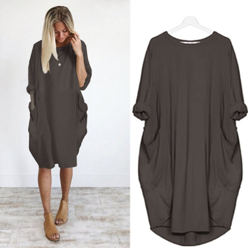 Elara Pocket Casual Midi Dress