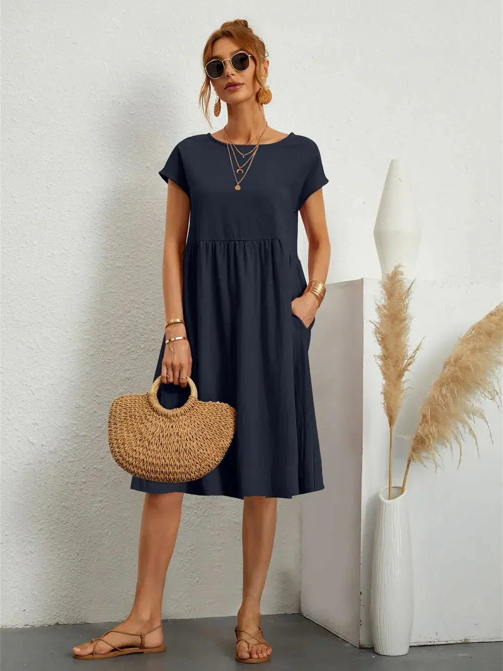 Seraphine Smocked Pocket Midi Dress