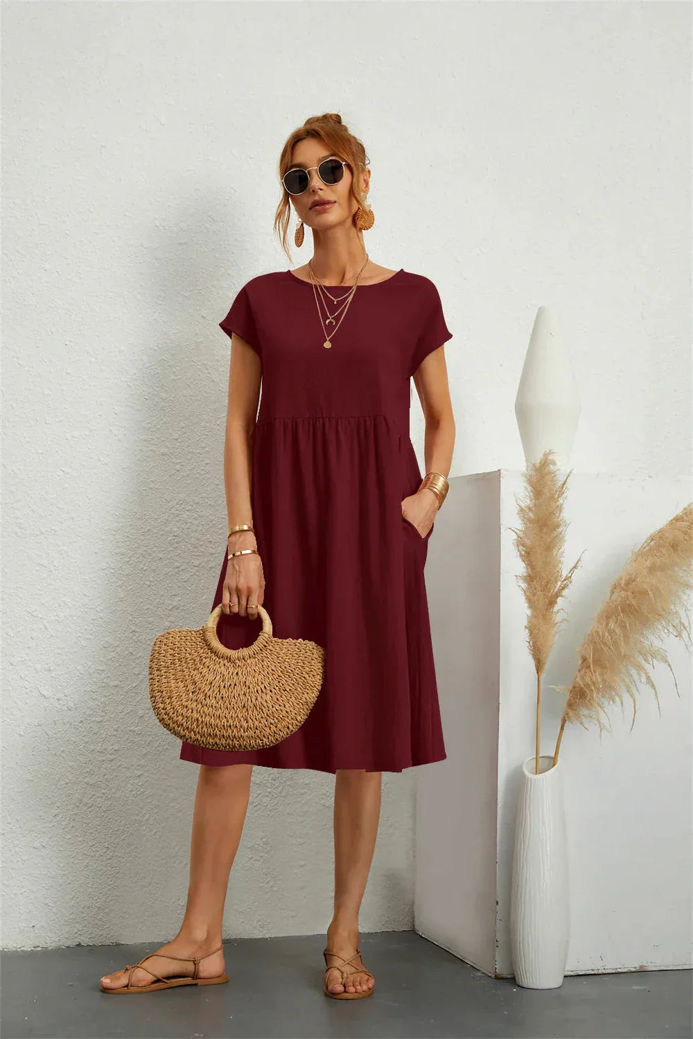 Seraphine Smocked Pocket Midi Dress