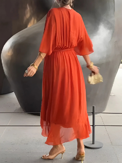 Sylvia Wrap Casual Midi Dress
