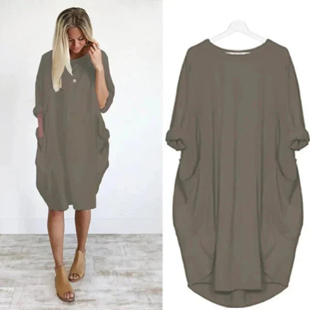 Elara Pocket Casual Midi Dress