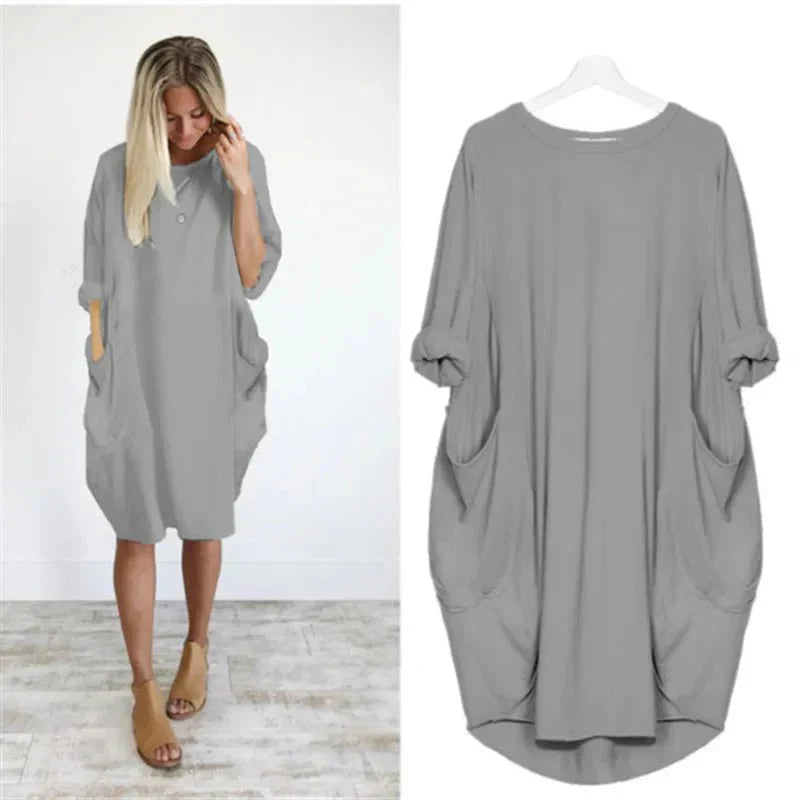 Elara Pocket Casual Midi Dress