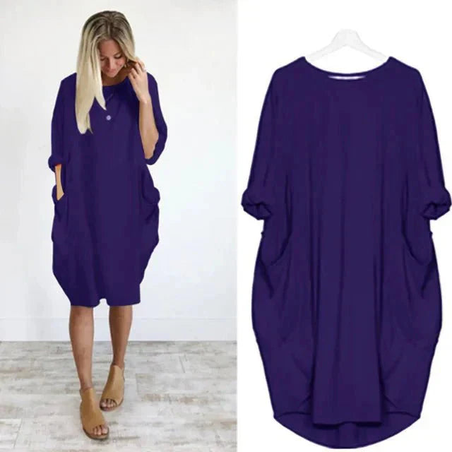 Elara Pocket Casual Midi Dress
