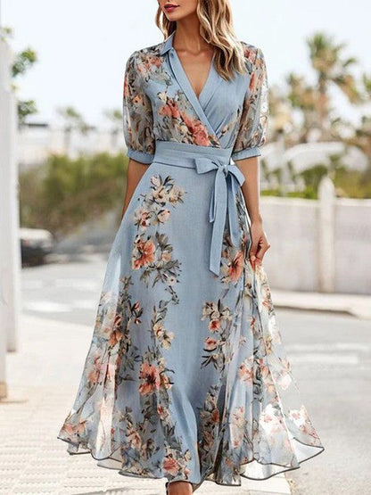Liora Floral Chiffon Wrap Dress