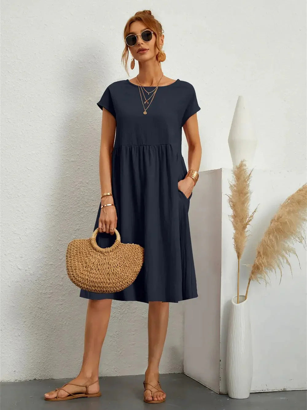 Seraphine Smocked Pocket Midi Dress