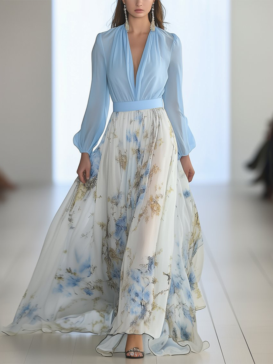 Elara Floral Chiffon Ruffle Dress