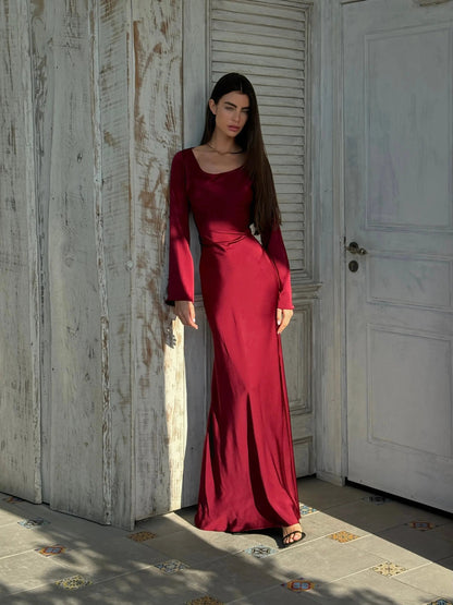 Long Sleeve Fitted Maxi Dress