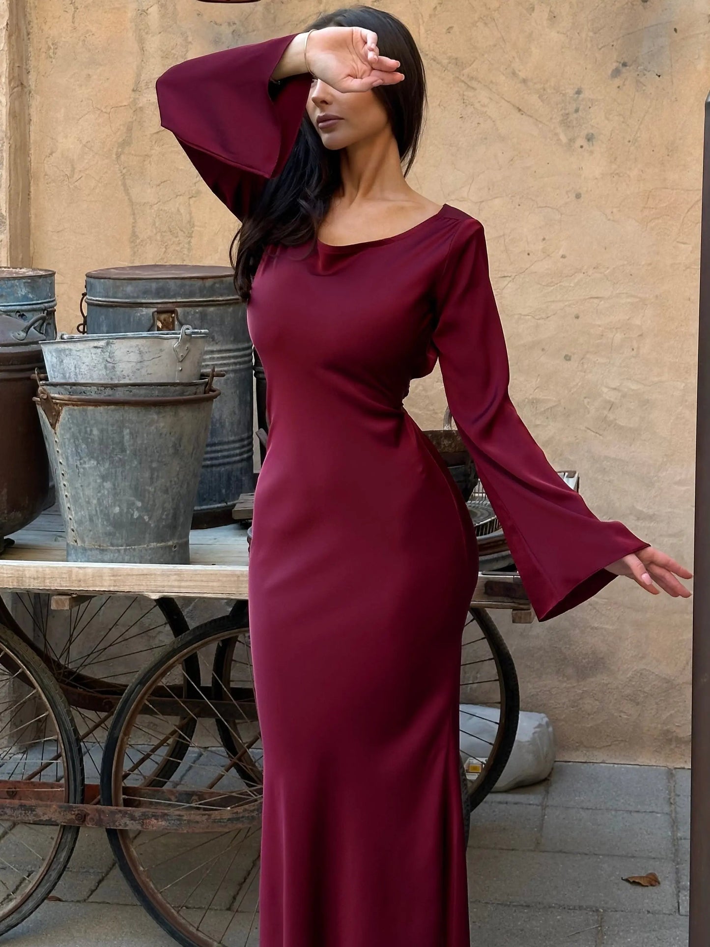 Long Sleeve Fitted Maxi Dress