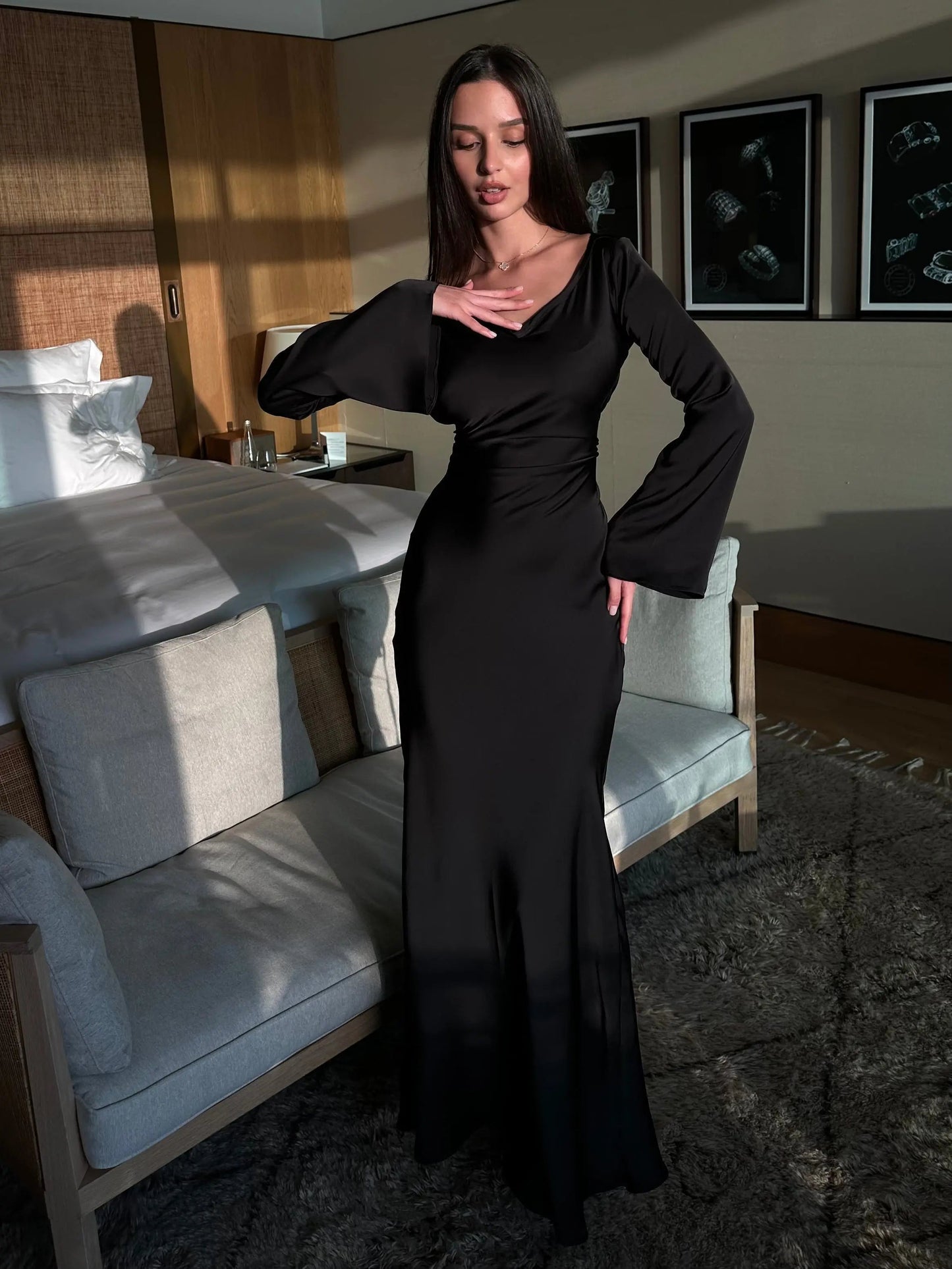 Long Sleeve Fitted Maxi Dress